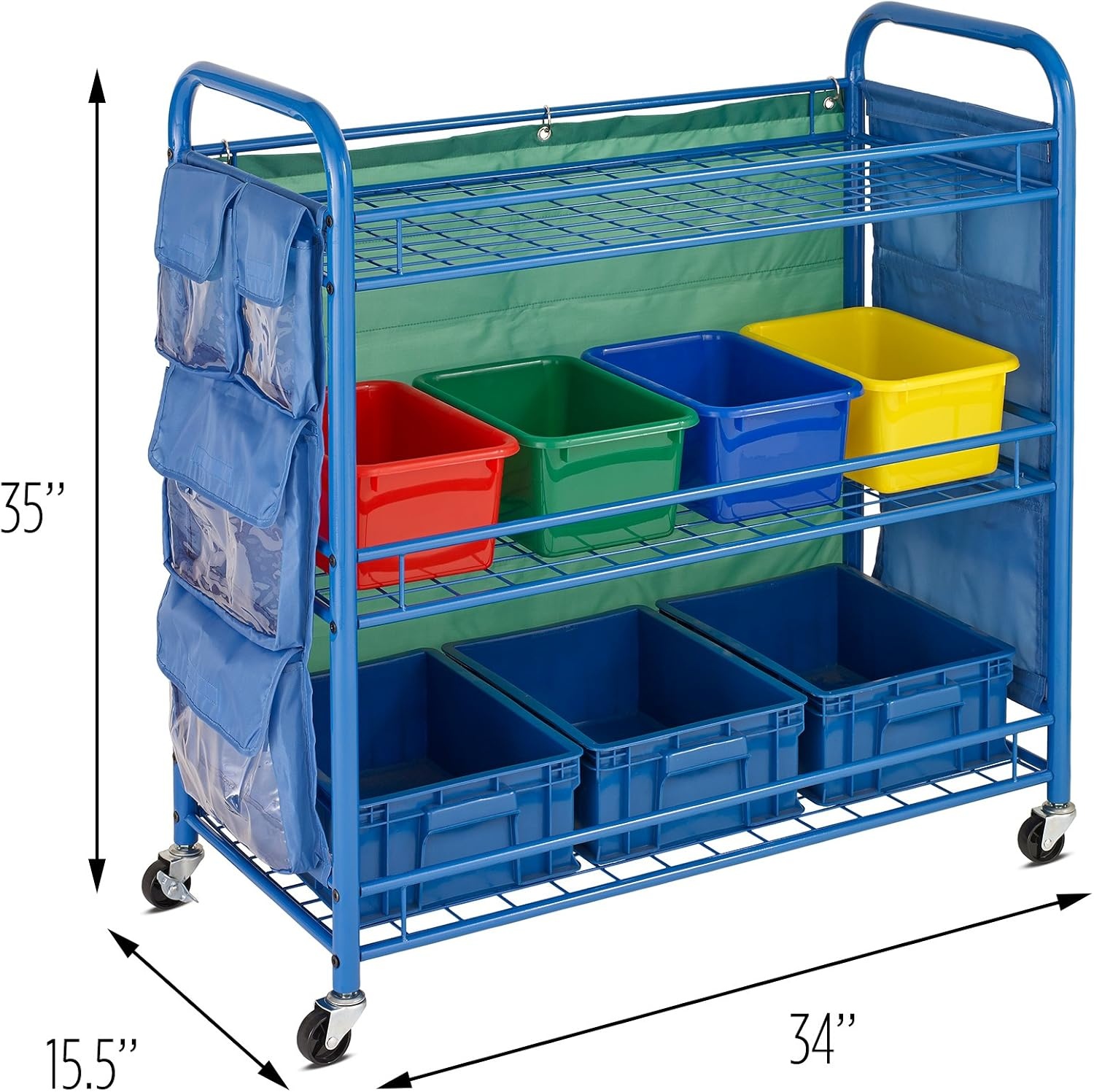 image:imageHoney Can Do 3Tier Rolling Teachers Activity Cart CRT03477 Blue