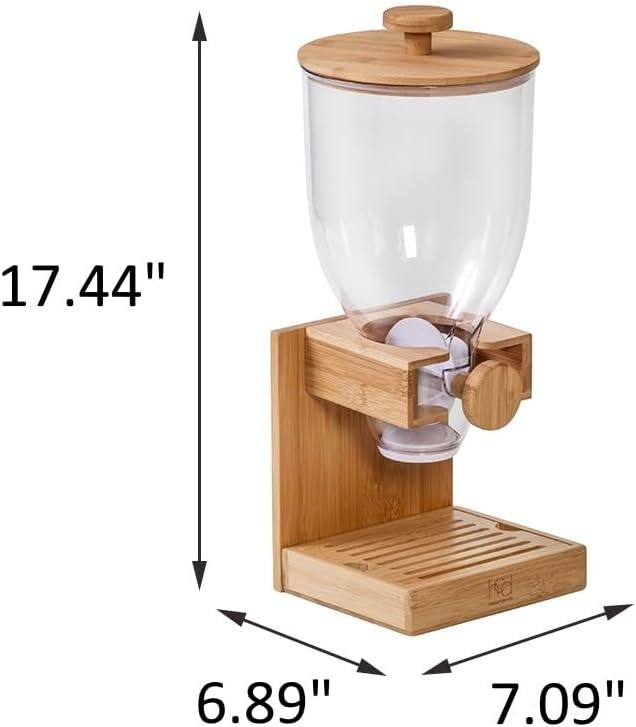image:imageHoneyCanDo Compact Dry Food Dispenser Single Control amp Snack Storage Container for Countertop or Pantry Bamboo175 oz