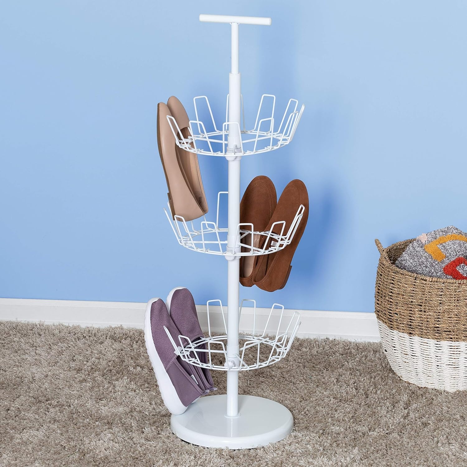 image:imageHoneyCanDo SHO02221 Shoe Tree with Spinning Handle Bronze 4Tier 30 lbsWhite