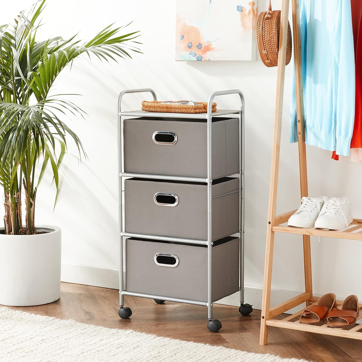 image:imageHoneyCanDo 3 Drawer Rolling Cart Gray CRT06248 Grey 115 in L x 16125 in W x 355 in H 292 cm L x 41 cm W x 902 cm HGray