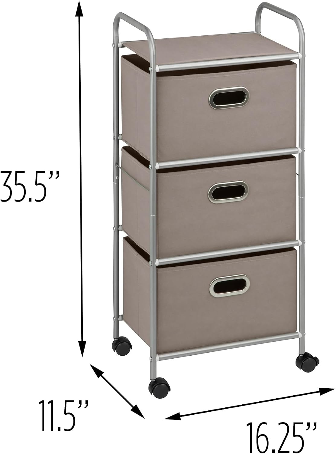 image:imageHoneyCanDo 3 Drawer Rolling Cart Gray CRT06248 Grey 115 in L x 16125 in W x 355 in H 292 cm L x 41 cm W x 902 cm HGray